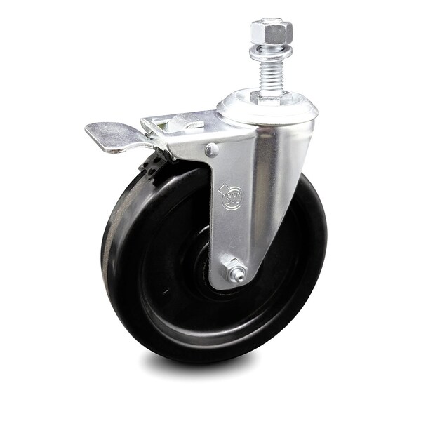 6 Inch Phenolic Swivel 12mm Threaded Stem Caster with Total Lock Brake SCC